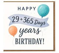 Funny 30th Birthday Card - Happy 29 + 365 Days - Balloons Design - Milestone Age 30 Card for Him or Her, Friend, Wife, Husband