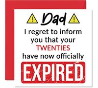 Funny 30th Birthday Cards for Dad - Your Twenties Have Expired - Happy Birthday Card for Dad Daddy Papa from Son Daughter, 145mm Banter Joke Humour Bday Greeting Cards Gift