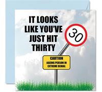 Funny 30th Birthday Cards for Men Woman - Just Hit Happy Birthday Card for Son Daughter Brother Sister Friend Colleague Uncle Auntie, 145mm Banter Joke Bday Greeting Cards
