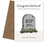 Funny 30th Birthday Cards for Men & Women - RIP 20s - Turning 30 Years Old - Fun Bday Cards for Him - Best Friend Birthday Card for Her - Funny Bday Card for Male Female Friend or Relative