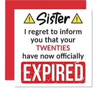 Funny 30th Birthday Cards for Sister - Your Twenties Have Expired - Happy Birthday Card for Sister from Brother Step Sibling, 145mm Banter Joke Humour Bday Greeting Cards Gift