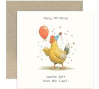 Funny 30th Birthday Cards for Women and Men, Humour Bday Gifts for Him Her, Hilarious Chicke Illustration, For Dad Sister Brother Husband Wife - Blank Inside with Envelope