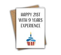 Funny 30th Thirty Birthday Card, Happy 21st with 9 Years Experience Birthday Greeting Card