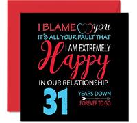 Funny 31st Anniversary Card for Husband Wife - Your Fault I'm Extremely Happy - Happy 31st Wedding Anniversary Card for Partner, 145mm Greeting Cards Anniversaries