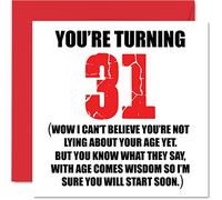 Funny 31st Birthday Cards for Men Woman - Start Lying - Fun Birthday Card for Dad Mum Son Daughter Brother Sister Uncle Auntie Cousin, 145mm Rude Joke Humour Greeting Cards