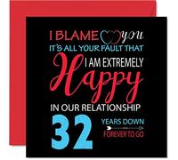 Funny 32nd Anniversary Card for Husband Wife - Your Fault I'm Extremely Happy - Happy 32nd Wedding Anniversary Card for Partner, 145mm Greeting Cards Anniversaries