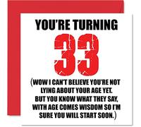 Funny 33rd Birthday Cards for Men Woman - Start Lying - Fun Birthday Card for Dad Mum Son Daughter Brother Sister Uncle Auntie Cousin, 145mm Rude Joke Humour Greeting Cards