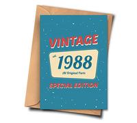 Funny 34 Year Old Birthday Card For People Born In 1988, Grandpa, Wife From Him For Her (A5-5.8x8.3inch - 14.8x21cm) With Envelope