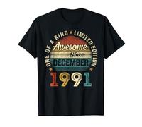 Funny 34 Years Old Vintage December 1991 34th Birthday Men T-Shirt
