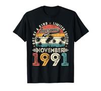 Funny 34 Years Old Vintage November 1991 34th Birthday Men T-Shirt
