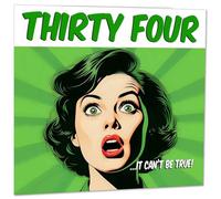Funny 34th Birthday Card for Women - Comic Style - Ladies Birthday Cards for Friend Mum Niece 34 Years Old thirty four, thirty fourth Her Aunt female