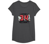 Funny 34th Birthday Gift: I Demand a Recount! T-Shirt, Girls, Dark Heather Grey, Small