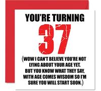 Funny 37th Birthday Cards for Men Woman - Start Lying - Fun Birthday Card for Dad Mum Son Daughter Brother Sister Uncle Auntie Cousin, 145mm Rude Joke Humour Greeting Cards