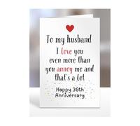 Funny 39th Anniversary Card For Husband From Wife Marriage Humour Card For Him Annoying Husband Joke Relationship Banter 39 years old, A5-328_39