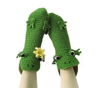 Funny 3D Animal Knitted Socks - Crocodile, Shark, Fish, Frog Winter Warm Floor Socks (B-Green Frog, Free Size)