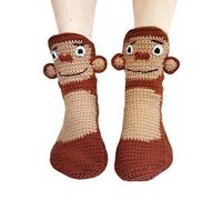 Funny 3D Animal Knitted Socks - Crocodile, Shark, Fish Pattern Winter Warm Floor Socks (B-Brown Monkey, Free Size)