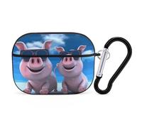 Funny 3D Piggies for Airpod Pro Case Cover Hard Shell Full Drop Protection Cover with Keychain Compatible with AirPod Pro 2nd/1st Generation, Front LED Visible,Black