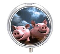 Funny 3D Piggies Pill Box, 3 Compartment Small Pill Case Waterproof Travel Pill Organizer for Pocket Or Purse Portable Mini Medicine Tablet Vitamin Holder Pill Case