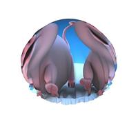 Funny 3D Piggies Shower Caps for Women Reusable Waterproof Shower Bonnet Large Elastic Bath Caps Double Layers Bathing Hair Caps Designed for all Hair Lengths with PEVA Lining