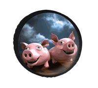 Funny 3D Piggies Spare Tire Cover PVC Leather Spare Wheel Cover Dustproof Waterproof Jeep Tire Cover for 32inch Camper, RV Trailer, Truck, SUV Fit Diameter 28-34 Inch