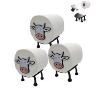 Funny 3D Printed Cat & Cow Toilet Paper Holder - Freestanding, No Drilling, Decorative for Bathroom, Perfect for Pet Lovers,3 Kühe