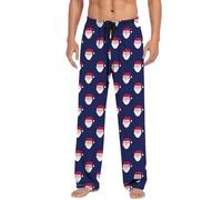 Funny 3D Printed Christmas Trousers Men - Xmas Lounge Pants Skin-Friendly Pyjama Bottoms Soft Comfy House Party Chef Trousers Elasticated Waist Christmas Pants Drawstring Casual Trousers Dark Blue