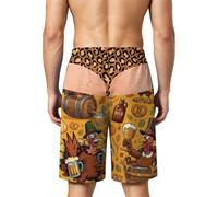 Funny 3D Union Jack Hairy Leg Swim Shorts Novelty Fake Brief Swim Trunks with Illusion Design Quick Dry Beach Shorts for Stag Dos Holidays Pool Parties & Gifts