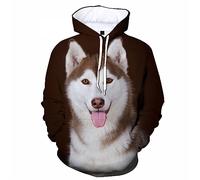 Funny 3D Unisex Printed Hoodies Cute Husky Pet Dog Casual Hoodie Auburn M