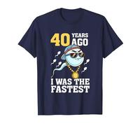 Funny 40th Birthday - 40 Years Ago I was The Fastest T-Shirt, Men, Navy Blue, Small