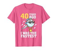 Funny 40th Birthday - 40 Years Ago I was The Fastest T-Shirt, Men, Pink Heather, X-Large