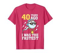Funny 40th Birthday - 40 Years Ago I was The Fastest T-Shirt, Men, Red Heather, X-Large