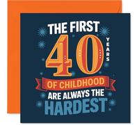 Funny 40th Birthday Card - 40 Years Young and Still Not Grown Up - Bold Playful Typography with a Cheeky Twist - 145mm Square, Envelope Included