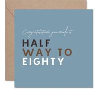 Funny 40th Birthday Card - Celebrate Reaching the Big Four-oh - Playful Stacked Typography on Muted Blue - 145mm Square, Envelope Included