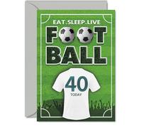 Funny 40th Birthday Card, Eat Sleep Live Football