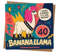 Funny 40th Birthday Card for Her or Him, BananaLlama Llama Card with 'I Heard a Rumour It's Your Birthday' Message
