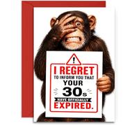 Funny 40th Birthday Card for Him Her - Your 30s Have Expired Warning - A5 Size with Red Envelope. UK Made