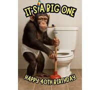 Funny 40th Birthday Card for Him or Her, Cheeky Monkey Toilet Humour, Comedy Milestone JBS103