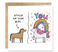 Funny 40th Birthday Card for Women - Humorous & Personalised Happy 40th Birthday Card, Thoughtful & Hilarious Gift for Her with Envelope, Colorful Horse Design