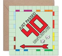 Funny 40th Birthday Card - Level Up at 40 - Monopoly-inspired Design with Tongue-in-ch irthday Twist - 145mm Square, Envelope Included