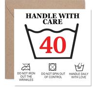 Funny 40th Birthday Card - Not Your Average 40th - Playful Care Instructions Design with Laundry Symbols - 145mm Square, Envelope Included