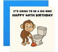 Funny 40th Birthday Cards for Men, 'It's a Big One' Toilet Humour for Dad Brother Uncle Husband - Square Card, Blank Inside With Envelope