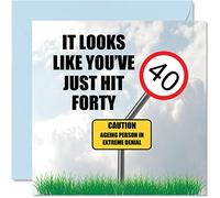 Funny 40th Birthday Cards for Men Woman - Just Hit Happy Birthday Card for Dad Mum Brother Sister Friend Colleague Uncle Auntie, 145mm Banter Joke Bday Greeting Cards