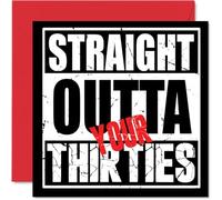 Funny 40th Birthday Cards for Men Women - Straight Outta Your Thirties - Happy Birthday Card for Brother Sister Friend Colleague Aunt Uncle, 145mm Joke Humour Banter Bday Greeting Cards
