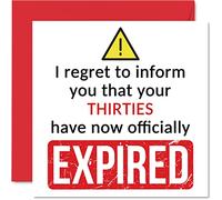 Funny 40th Birthday Cards for Men Women - Your Thirties Have Expired - Happy Birthday Card for Him Her Friend Cousin Work Colleague, 145mm Banter Joke Humour Bday Greeting Cards Gift