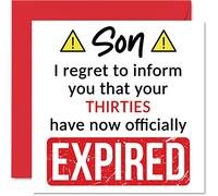 Funny 40th Birthday Cards for Son - Your Thirties Have Expired - Happy Birthday Card for Son from Mum Dad Parents, 145mm Banter Joke Humour Bday Greeting Cards Gift