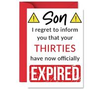 Funny 40th Birthday Cards for Son - Your Thirties Have Expired - Happy Birthday Card for Son from Mum Dad Parents, A5 Banter Joke Humour Bday Greeting Cards Gift