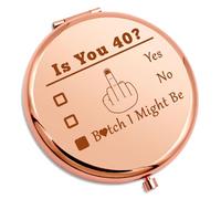 Funny 40th Birthday Gift for Women Compact Makeup Mirror 40 Year Old Birthday Gift for Best Friend Mum Sister Aunt Wife Coworker Bff Bestie 40 Anniversary Folding Makeup Mirror Present for Mother