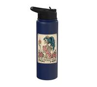 Funny 40th Birthday Skeleton Tarot Card Retro Gothic Graphic Stainless Steel Insulated Water Bottle