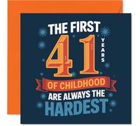 Funny 41st Birthday Card - Still a Big Kid at Heart - Bold Blue and Orange Design with Playful Typography - Perfect for Sharing a Laugh - 145mm Square, Envelope Included