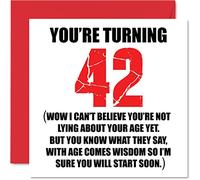 Funny 42nd Birthday Cards for Men Woman - Start Lying - Fun Birthday Card for Dad Mum Brother Sister Grandad Nanny Grandma Uncle Auntie, 145mm Rude Joke Humour Greeting Cards